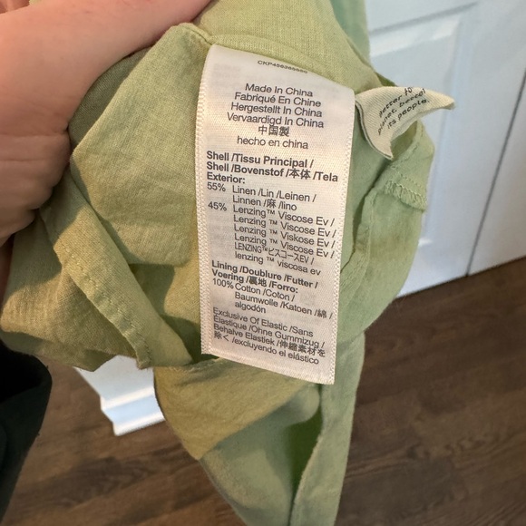 Madewell Sage Green Linen-Blend Lucie Smocked Midi Dress - Picture 9 of 9